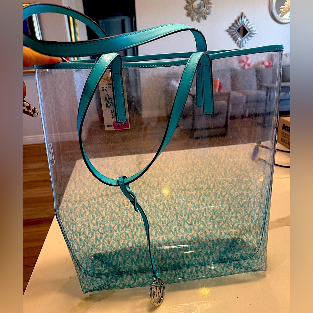 MICHAEL KORS!! BRAND NEW SEE THROUGH TOTE BAG!! BEAUTIFUL TURQUOISE!